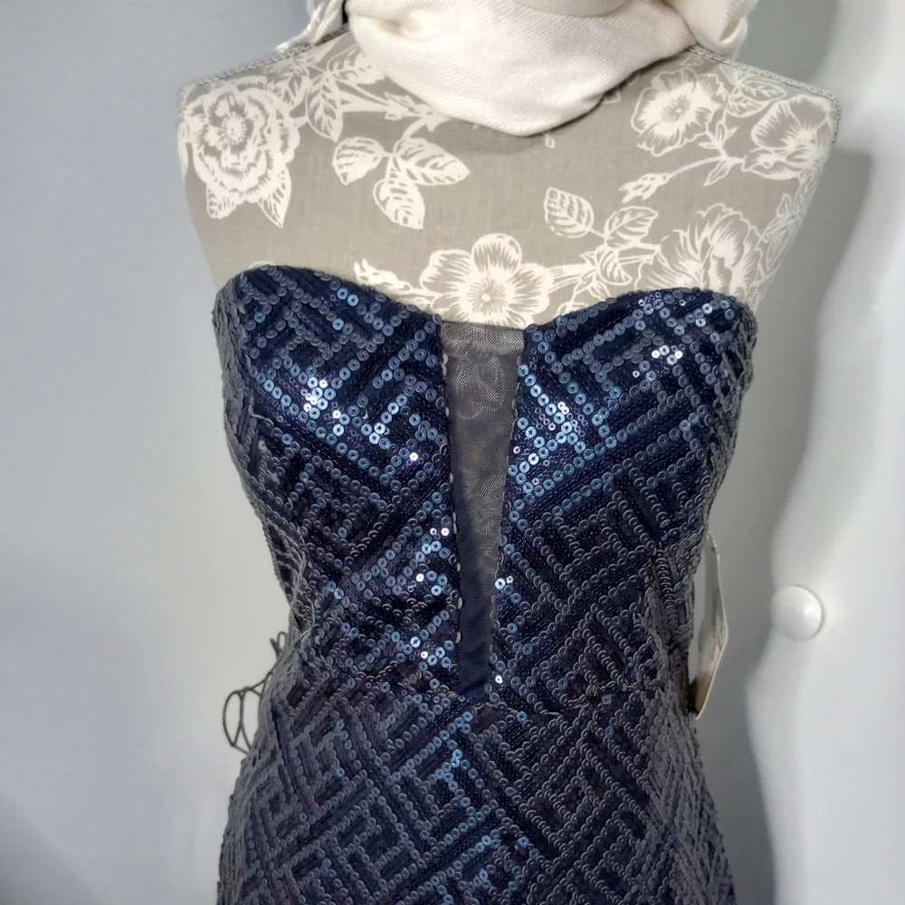 NWT Trixxi Strapless Sequin Evening Dress - Picture 2 of 8